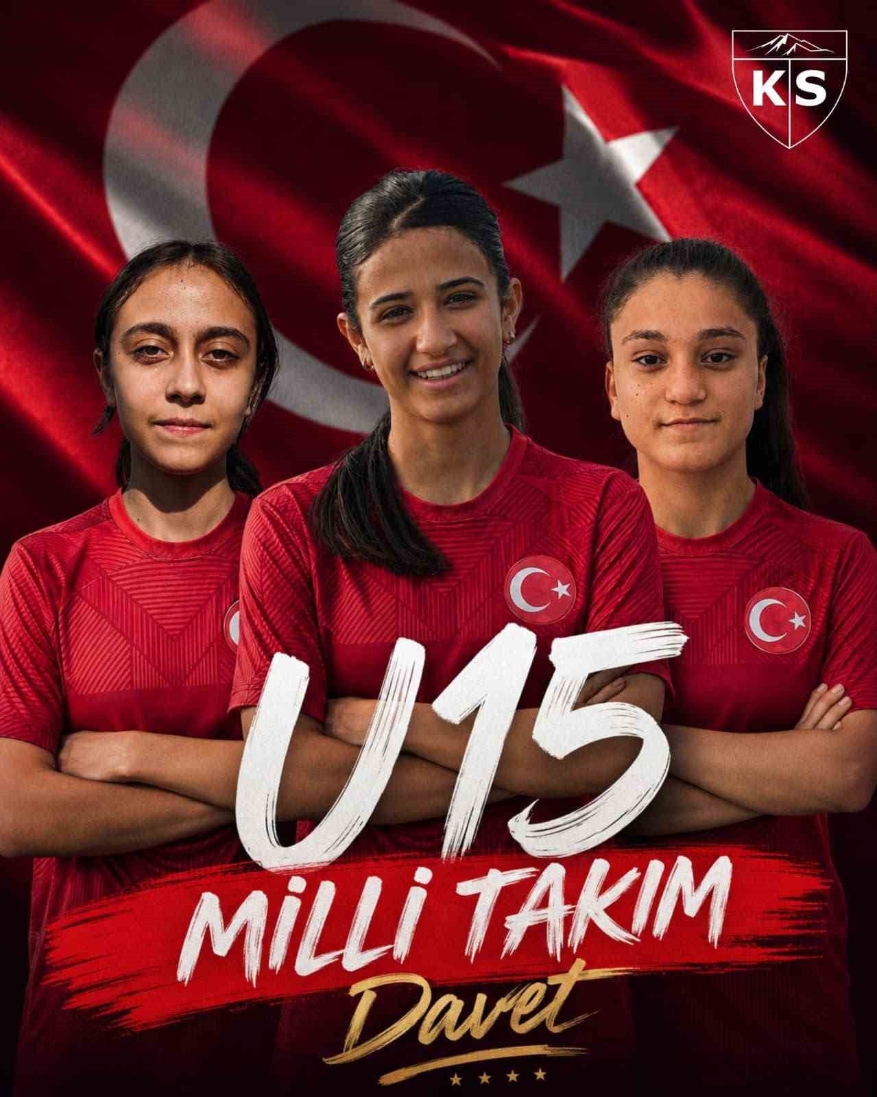 KAYSERİ KADIN FUTBOL KULÜBÜ U15 TAKIMINDAN 3 OYUNCU MİLLİ TAKIM SEÇME KAMPINA DAVET EDİLDİ.